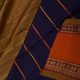 Deep Violet Kanjivaram Silk Saree With Horizontal Stripes