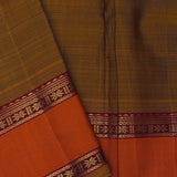 Deep Violet Kanjivaram Silk Saree With Horizontal Stripes