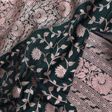 Dark Green Banarasi Saree With Bele Design