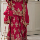 Rani Pink Chinon Silk Sharara Set