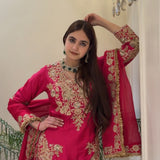 Rani Pink Chinon Silk Sharara Set