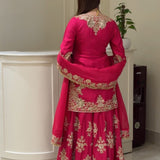 Rani Pink Chinon Silk Sharara Set