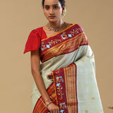 Pale Green Kanjivaram Silk Saree With Contrast Border