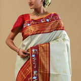Pale Green Kanjivaram Silk Saree With Contrast Border