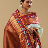 Pale Green Kanjivaram Silk Saree With Contrast Border