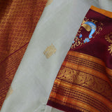 Pale Green Kanjivaram Silk Saree With Contrast Border