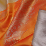 Orange Kanjivaram Saree With Contrast Silver Border