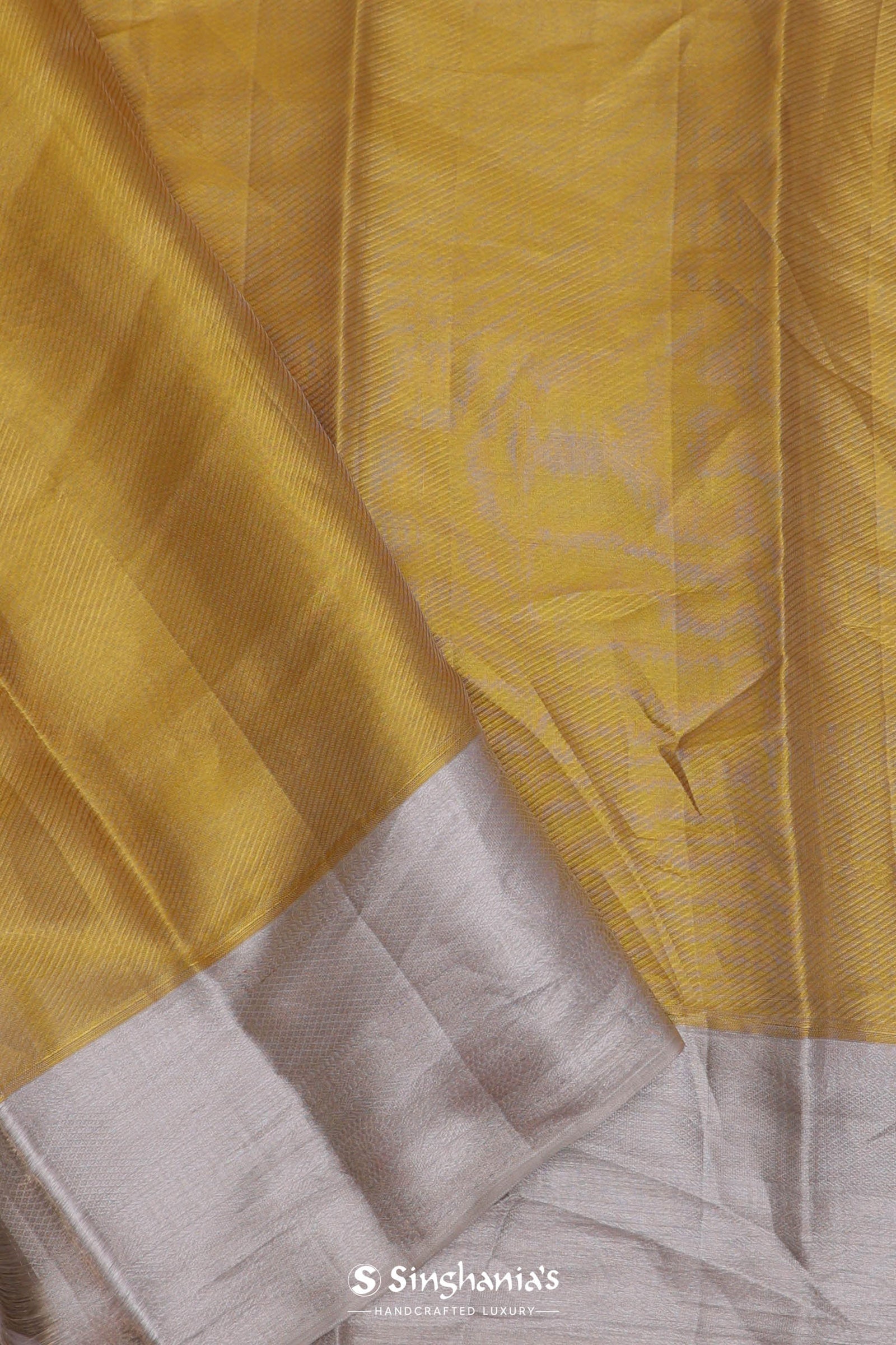 Orange Kanjivaram Saree With Contrast Silver Border