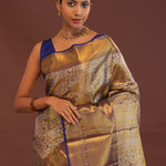 Deep Violet Kanjivaram Saree With Gold Zari Border