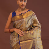 Deep Violet Kanjivaram Saree With Gold Zari Border