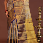Deep Violet Kanjivaram Saree With Gold Zari Border