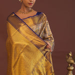 Deep Violet Kanjivaram Saree With Gold Zari Border
