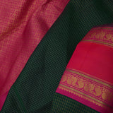 Bottle Green Kanjivaram Silk Saree With Checks Pattern