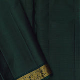 Dark Jungle Green Kanjivaram Silk Saree With Horizontal Lines