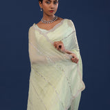 Pastel Green Organza Saree With Cutdana Work