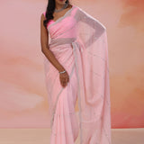 Mountbatten Pink Organza Saree With Scallop Border