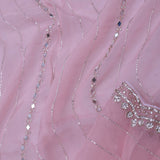 Mountbatten Pink Organza Saree With Scallop Border