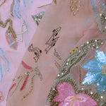 Salmon Pink Soft Organza Saree With Embroidery Work