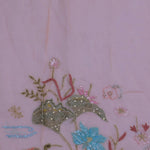 Salmon Pink Soft Organza Saree With Embroidery Work