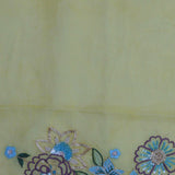Bright Yellow Organza Saree With Embroidery Work