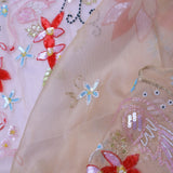 Beige Organza Embroidery Saree With Scallop Border