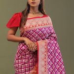 Magenta Banarasi Saree With Contrast Brick Red Border
