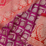 Magenta Banarasi Saree With Contrast Brick Red Border