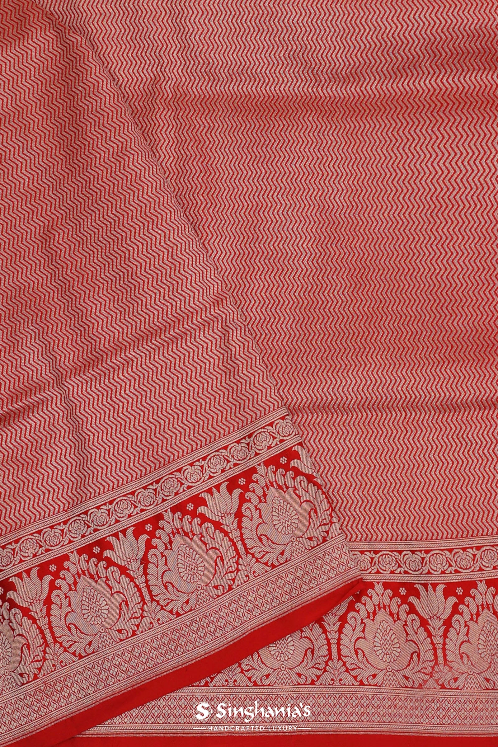 Magenta Banarasi Saree With Contrast Brick Red Border