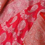 Pink Banarasi Silk Saree With Gold Zari Border And Jaal Design