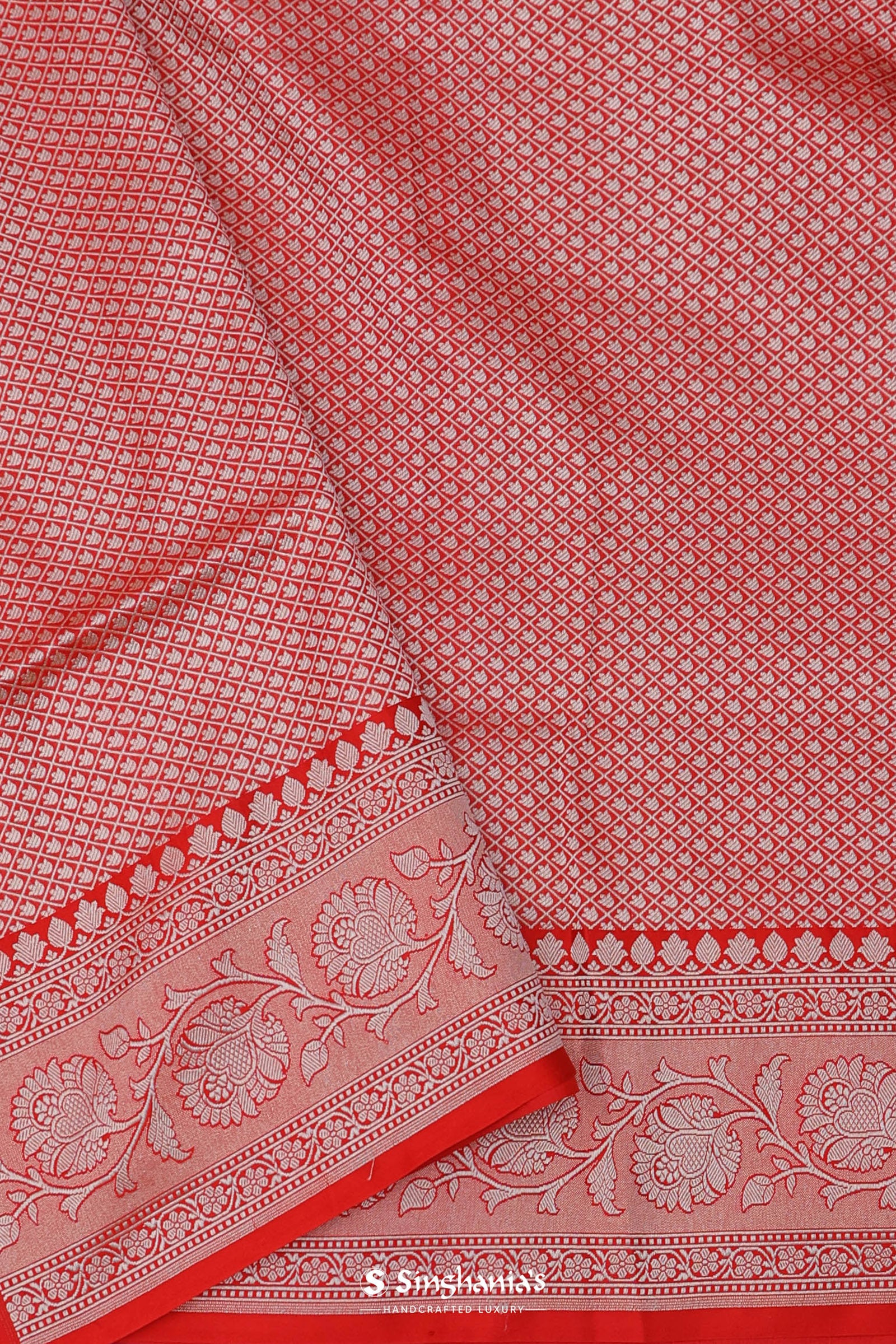 Pink Banarasi Silk Saree With Gold Zari Border And Jaal Design