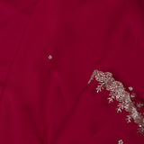 Deep Crimson Red Satin Saree With Cutdana Work