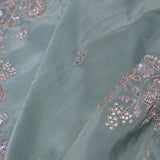 Regent Gray Georgette Tissue Saree With Scallop Border