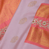 Pastel Pink Kanjivaram Silk Saree With Contrast Border