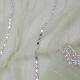 Spanish Green Organza Saree With Scallop Border