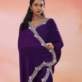 Midnight Purple Georgette Saree With Fancy Border