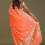 Orange Kota Saree With Butta'S And Temple Border Design