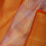 Peach Kanjivaram Tissue Saree With Contrast Border