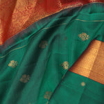 Bottle Green Kanjivaram Saree With Gold Zari Border