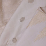 White Kanjivaram Silk Saree With Peacock Motifs