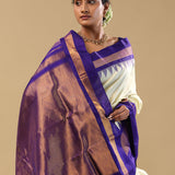 Cream Kanjivaram Silk Saree With Contrast Border