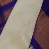 Cream Kanjivaram Silk Saree With Contrast Border