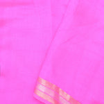 Hot Pink Banarasi Raw Mango Silk Saree With Gold Zari Buttis