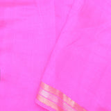 Hot Pink Banarasi Raw Mango Silk Saree With Gold Zari Buttis