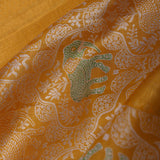 California Gold Kanjivaram Silk Saree With Elephants Motifs