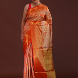 Red Kanjivaram Tissue Saree With Rangkat Design