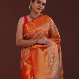 Red Kanjivaram Tissue Saree With Rangkat Design
