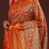 Red Kanjivaram Tissue Saree With Rangkat Design