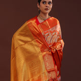 Red Kanjivaram Tissue Saree With Rangkat Design