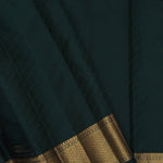 Dark Green Kanjivaram Saree With Leaf Jaal And Gold Zari Border