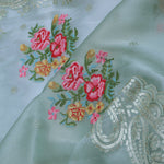 Soft Pistachio Organza Embroidery Saree With Petit Point Buttis